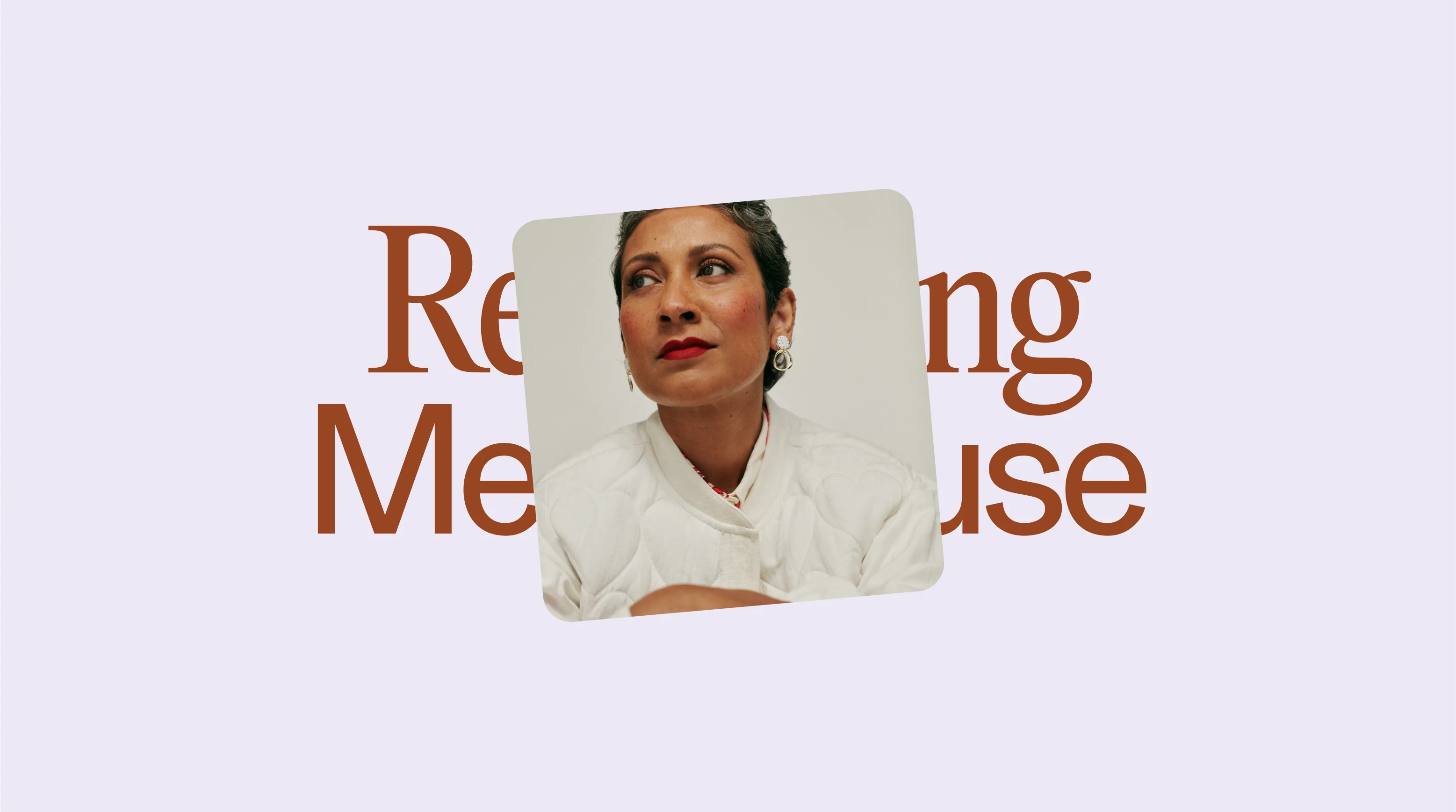 Redefining Menopause headline with a Winona patient portrait.