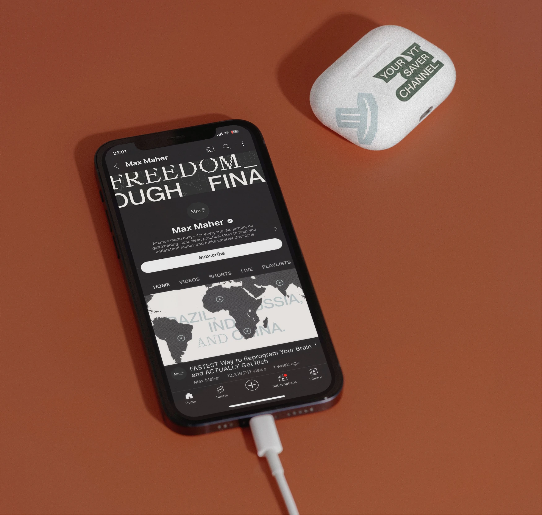 Max Maher website displayed on a phone.