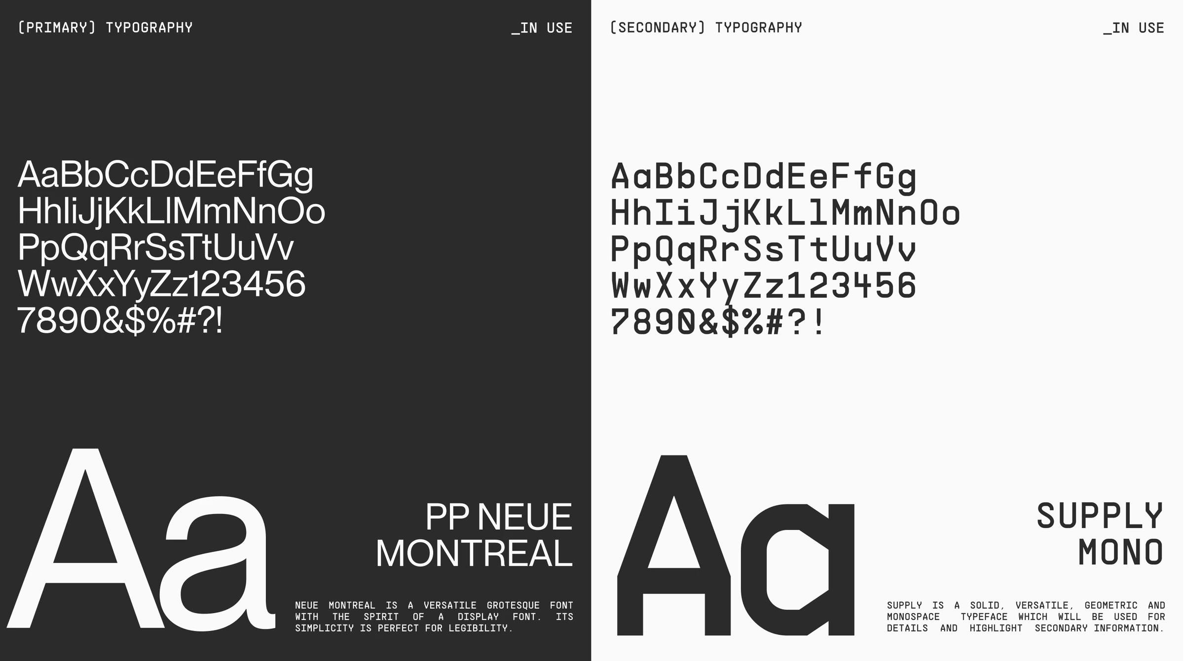 Lumen primary and secondary typography system.